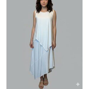 Antthony Womens Asymmetrical Ivory Sleeveless Dress Size S